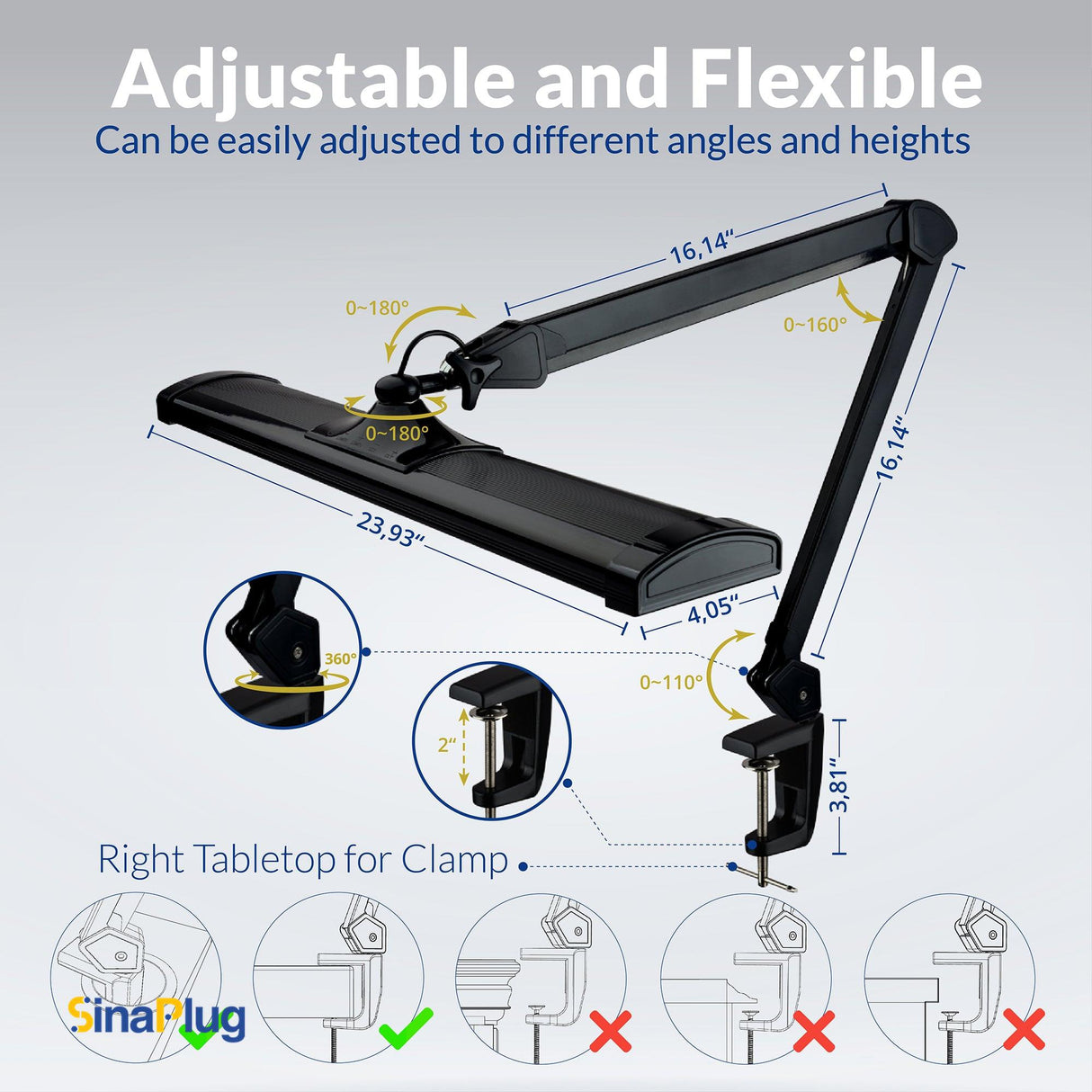AzarPixel 2300 Lumens Daylight LED Desk Lamp