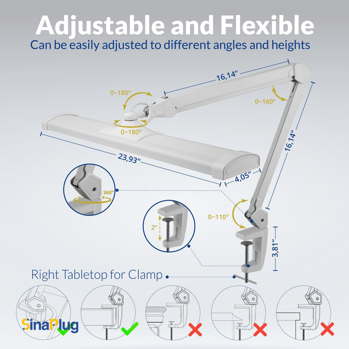 AzarPixel 2300 Lumens Daylight LED Desk Lamp
