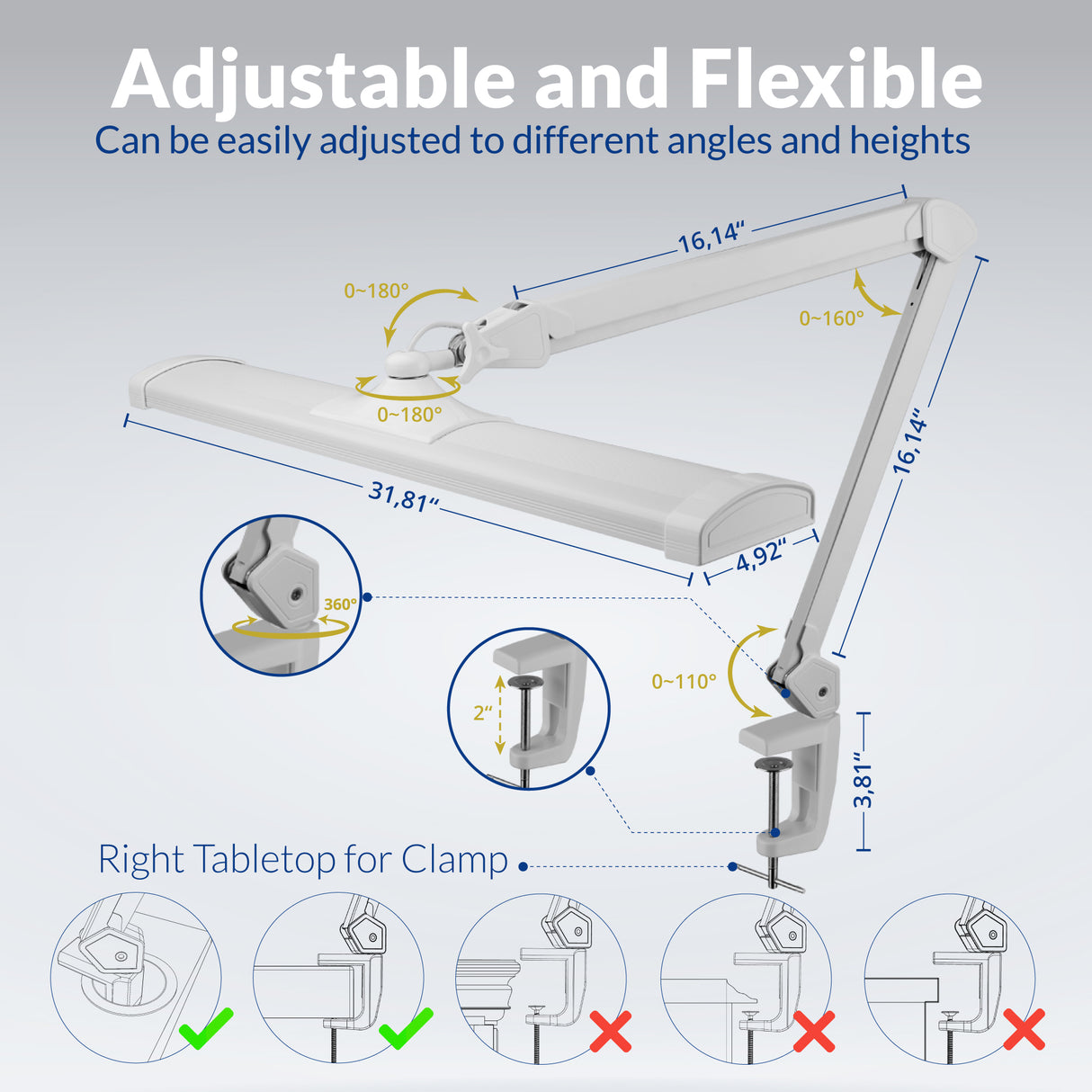 AzarPixel 4500 Lumens Daylight LED Desk Lamp