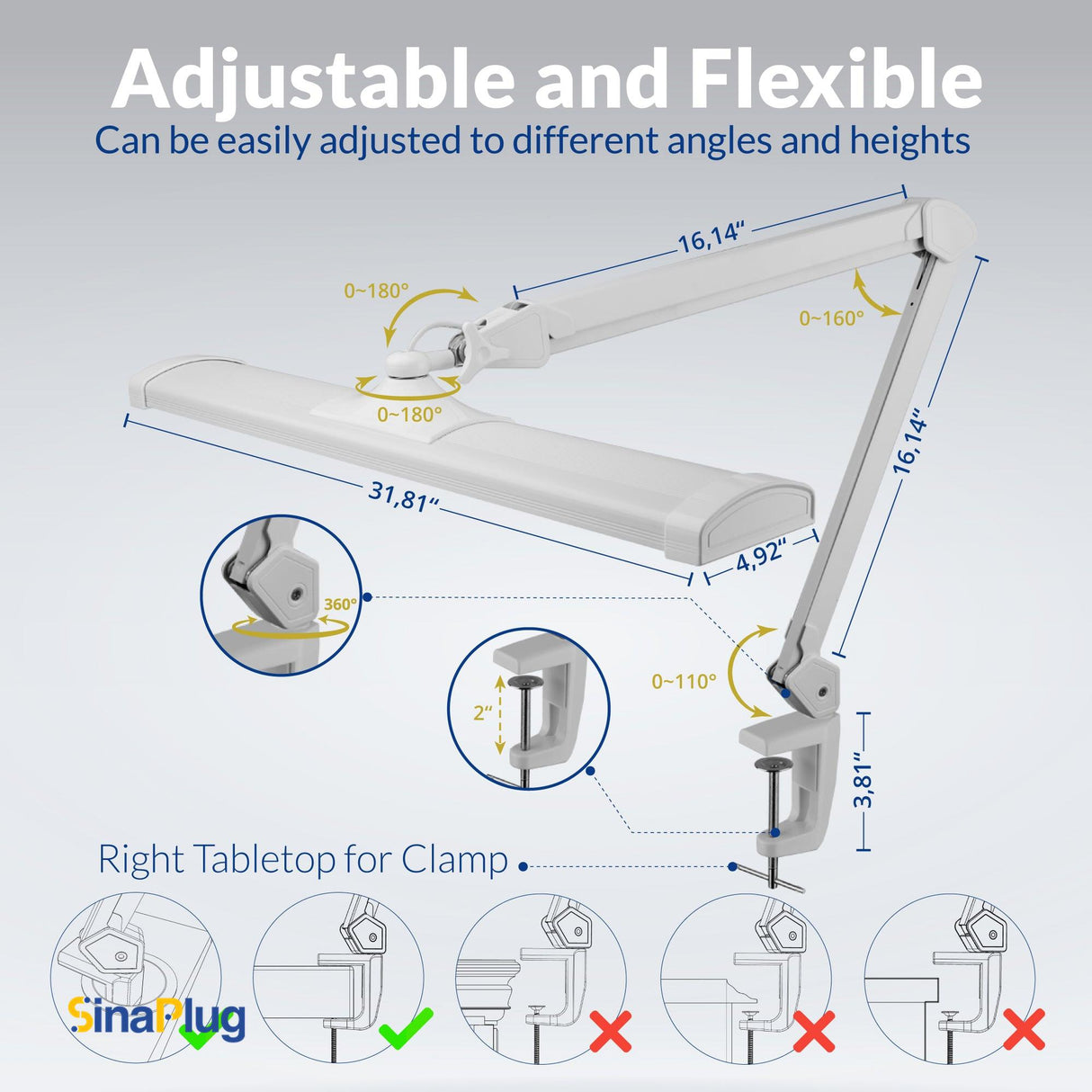 AzarPixel 4500 Lumens Daylight LED Desk Lamp