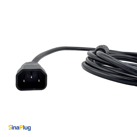 10 feet, 3-Pin Power Cable (14AWG): IEC C14 Male to Seetronic SAC3FX Connector