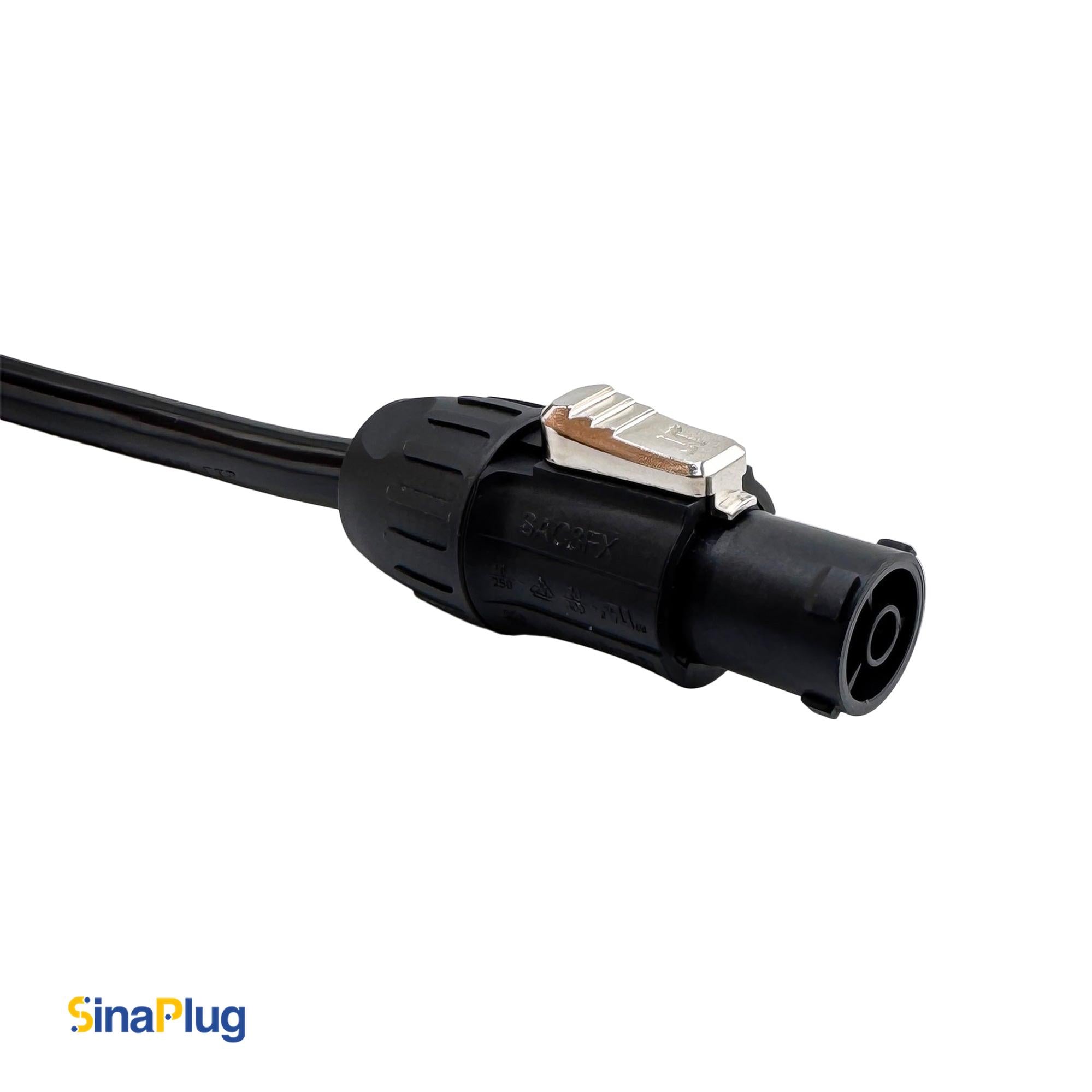 10 feet, 3-Pin Power Cable (14AWG): IEC C14 Male to Seetronic SAC3FX Connector