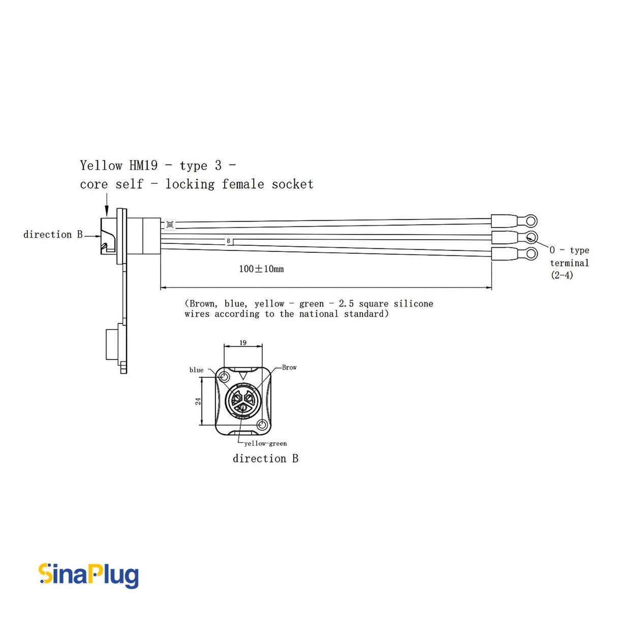 3Pin Waterproof Power Connector with 2.5mm² Cable/Replacement for Unilumin LED Panel-Mount Connectors