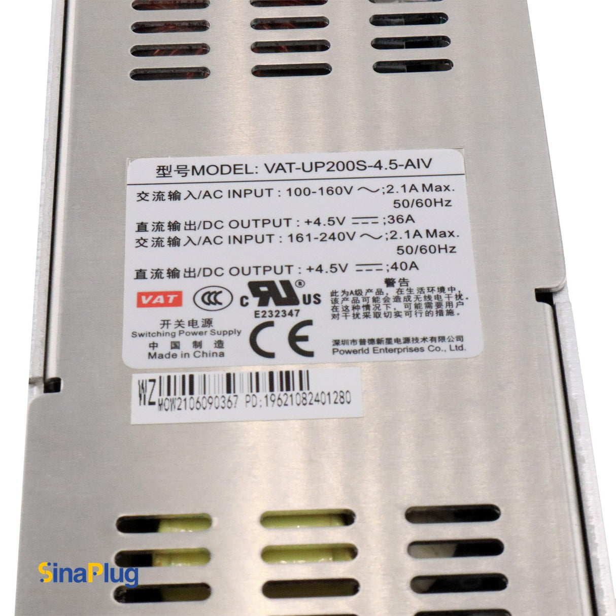 POWERLD VAT-UP200S-4.5-A / VAT-UP200S-4.5-AIV Power Supply (4.5V, 36A)