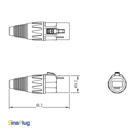 Outdoor CAT6 UTP Ethernet Cable with SW8MC-03-N Male Connector - 15 FT