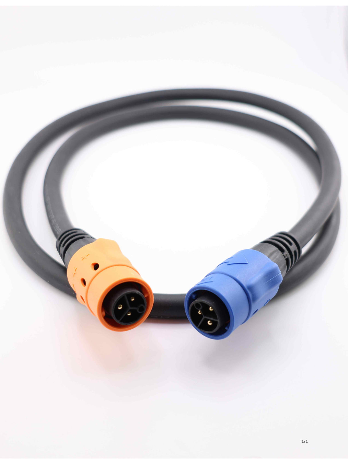 PowerCON 3-Pin Male-to-Male Connector Cable - 3 Feet, 300/500V, Solder Cup, 3 Position Circular Connectors