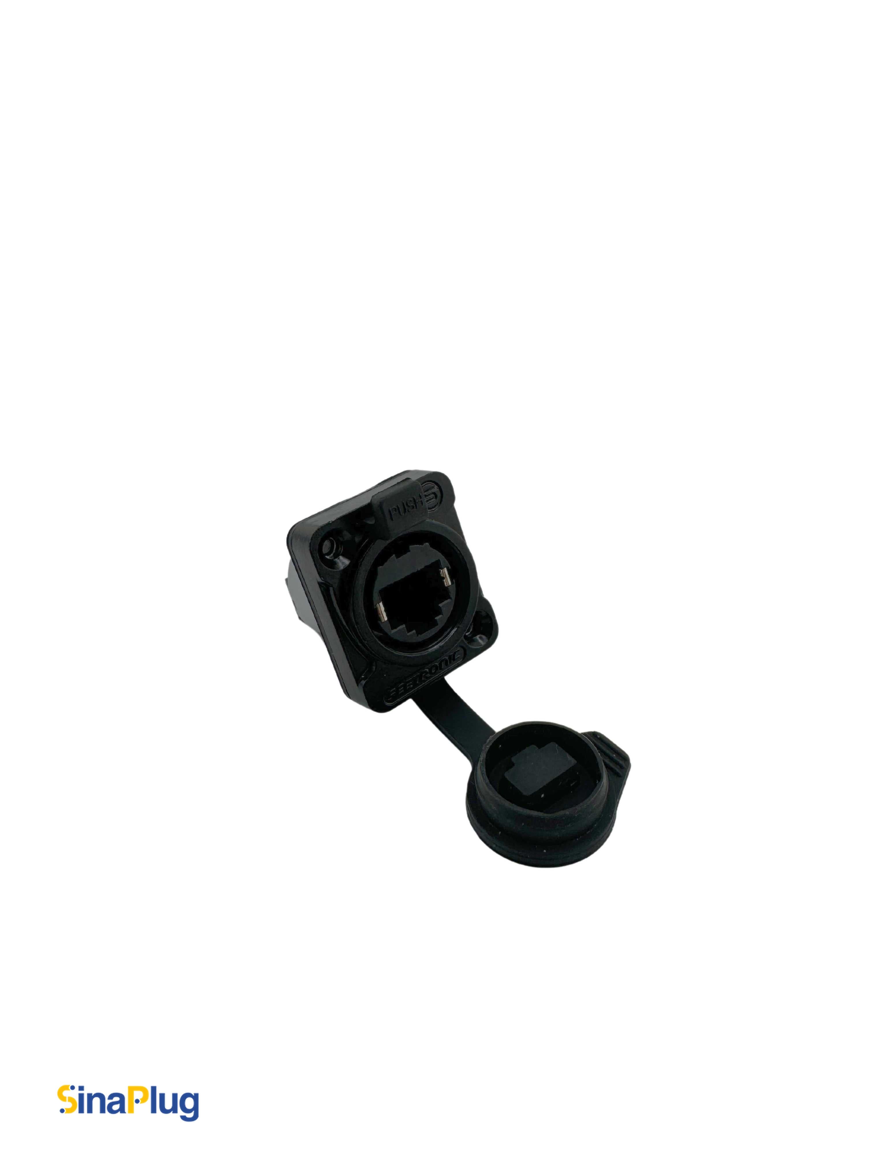 Seetronic SE8FDYH-62-B-NS RJ45 Chassis-Mount Connector With Waterproof Cover (Anti-Leakage Version of SE8FDY-02-DC)