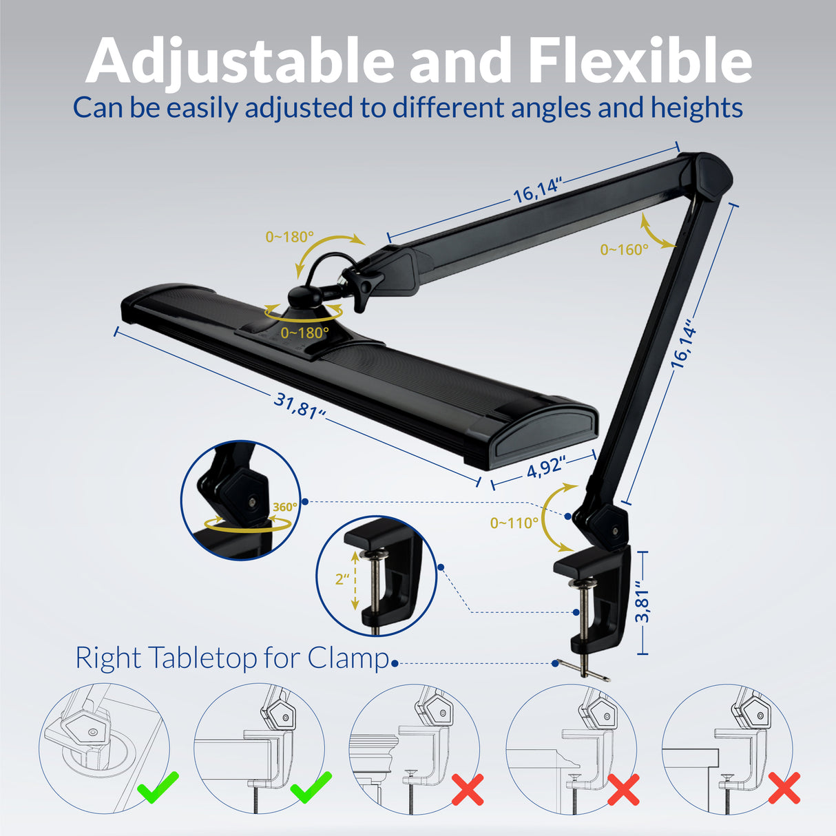 AzarPixel 4500 Lumens Daylight LED Desk Lamp
