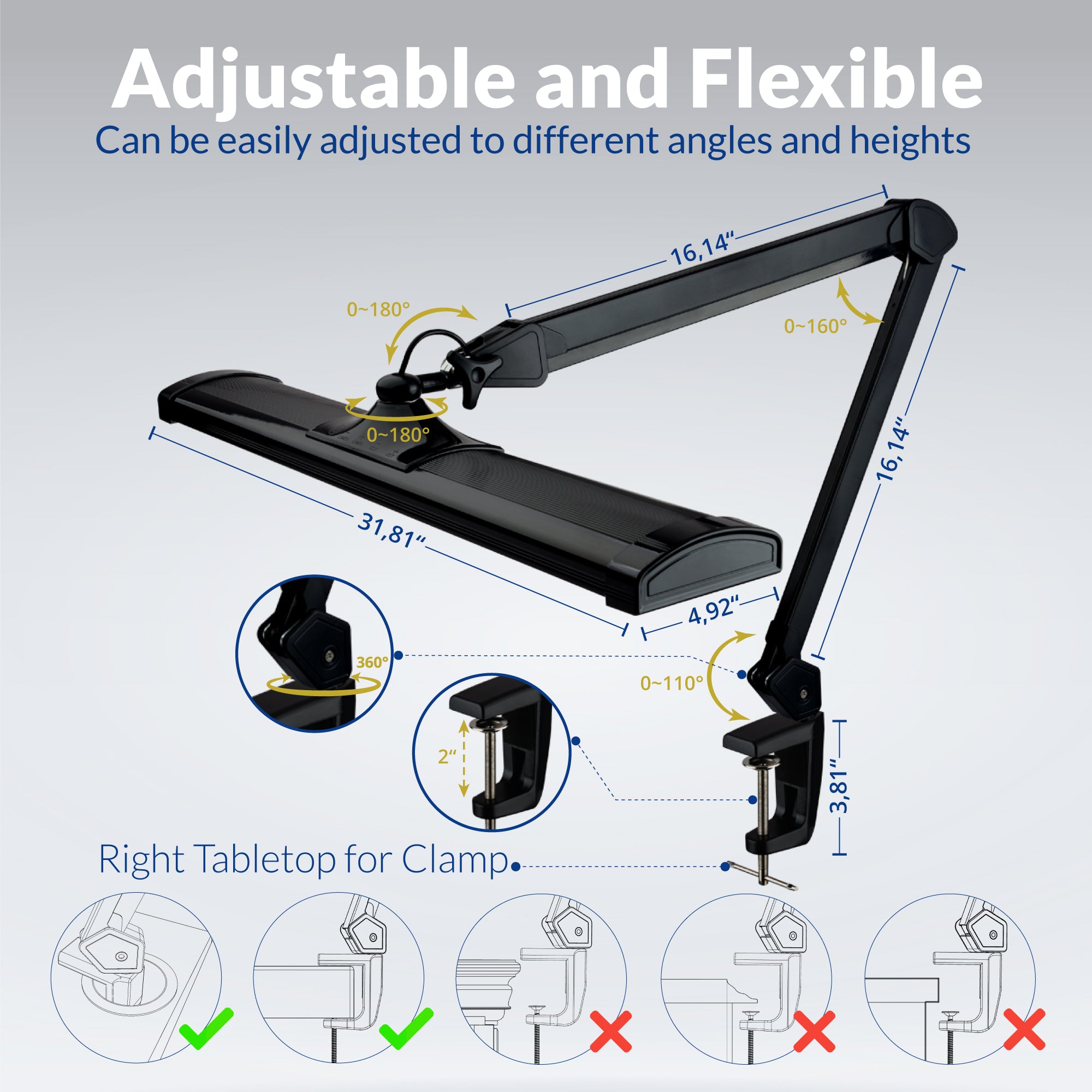 AzarPixel 4500 Lumens Daylight LED Desk Lamp
