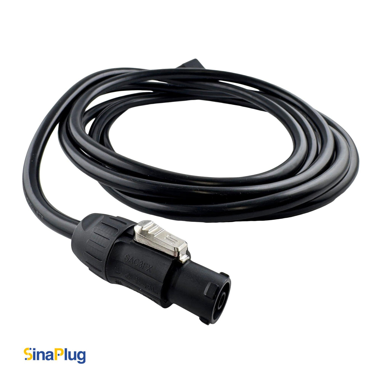 10 feet, 3-Pin Power Cable (14AWG): IEC C14 Male to Seetronic SAC3FX Connector