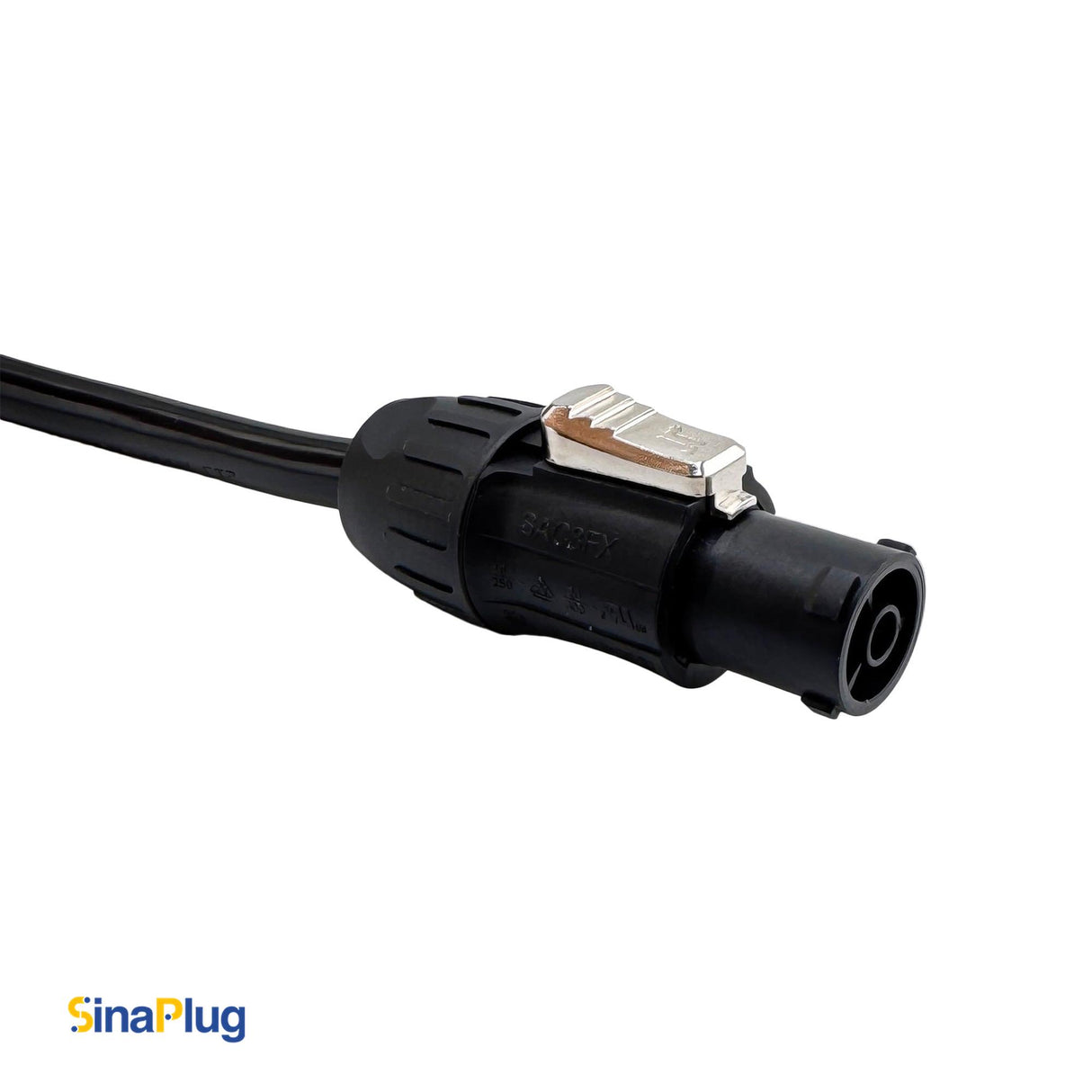 10 feet, 3-Pin Power Cable (14AWG): IEC C14 Male to Seetronic SAC3FX Connector