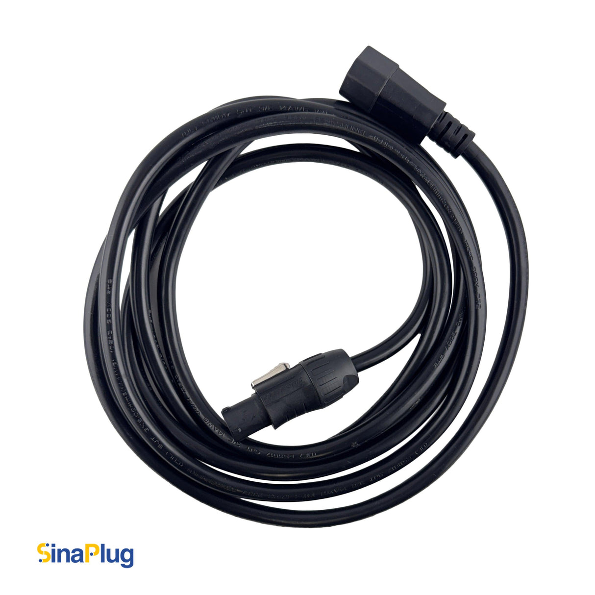 10 feet, 3-Pin Power Cable (14AWG): IEC C14 Male to Seetronic SAC3FX Connector