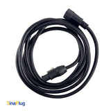 10 feet, 3-Pin Power Cable (14AWG): IEC C14 Male to Seetronic SAC3FX Connector