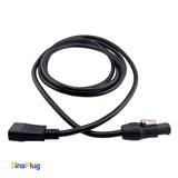 10 feet, 3-Pin Power Cable (14AWG): IEC C14 Male to Seetronic SAC3FX Connector