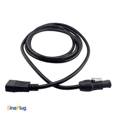 10 feet, 3-Pin Power Cable (14AWG): IEC C14 Male to Seetronic SAC3FX Connector