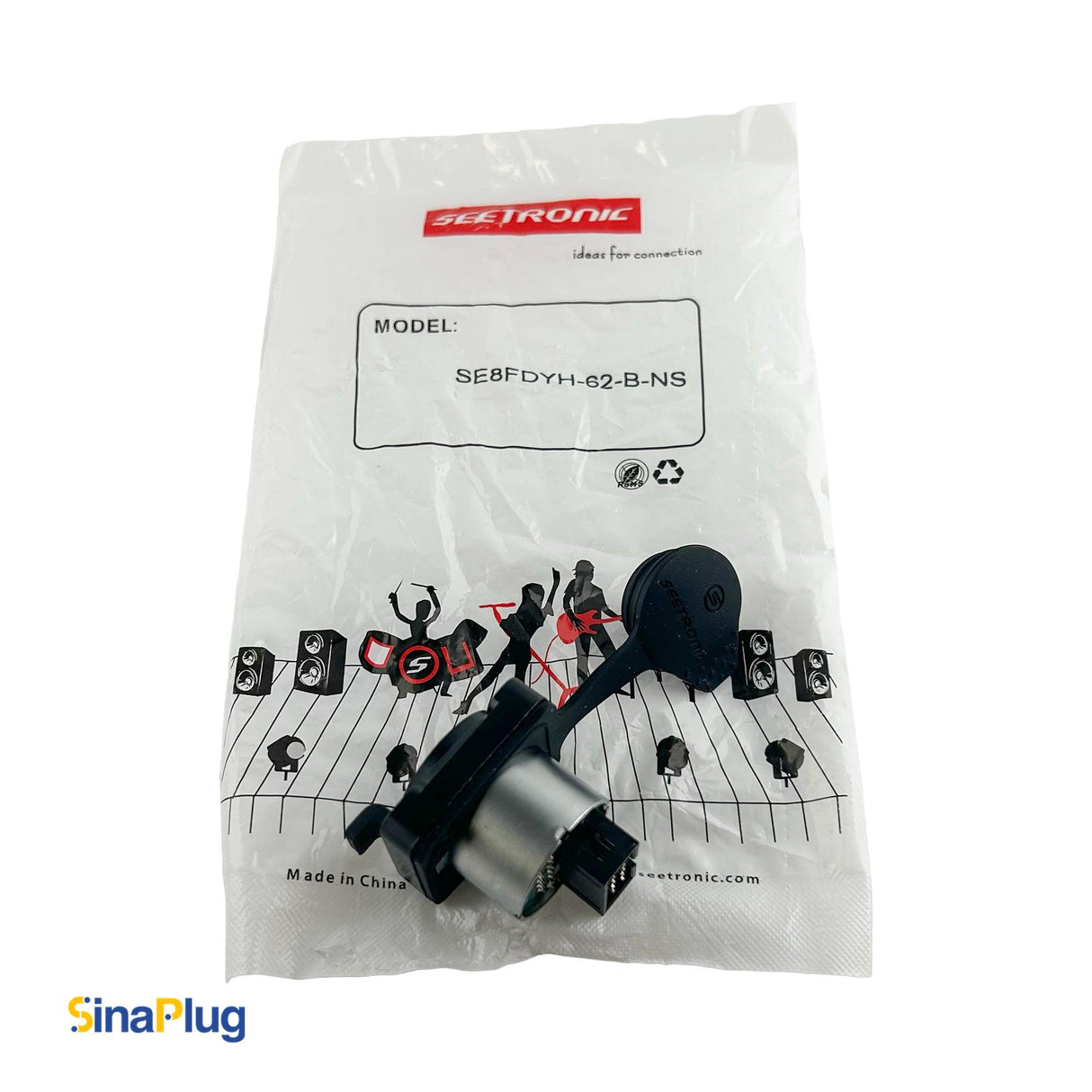 Seetronic SE8FDYH-62-B-NS RJ45 Chassis-Mount Connector With Waterproof Cover (Anti-Leakage Version of SE8FDY-02-DC)