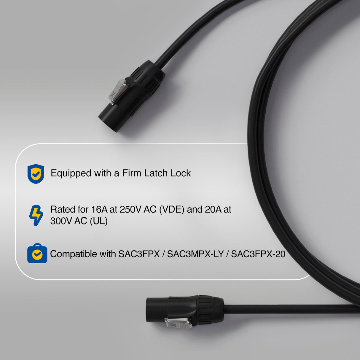 Seetronic SAC3MX Powercon Twist TR1 Locking Waterproof IP65/IP67 Male TR1 Connector Power Connector 20A/300V fo Stage Light and LED Wall