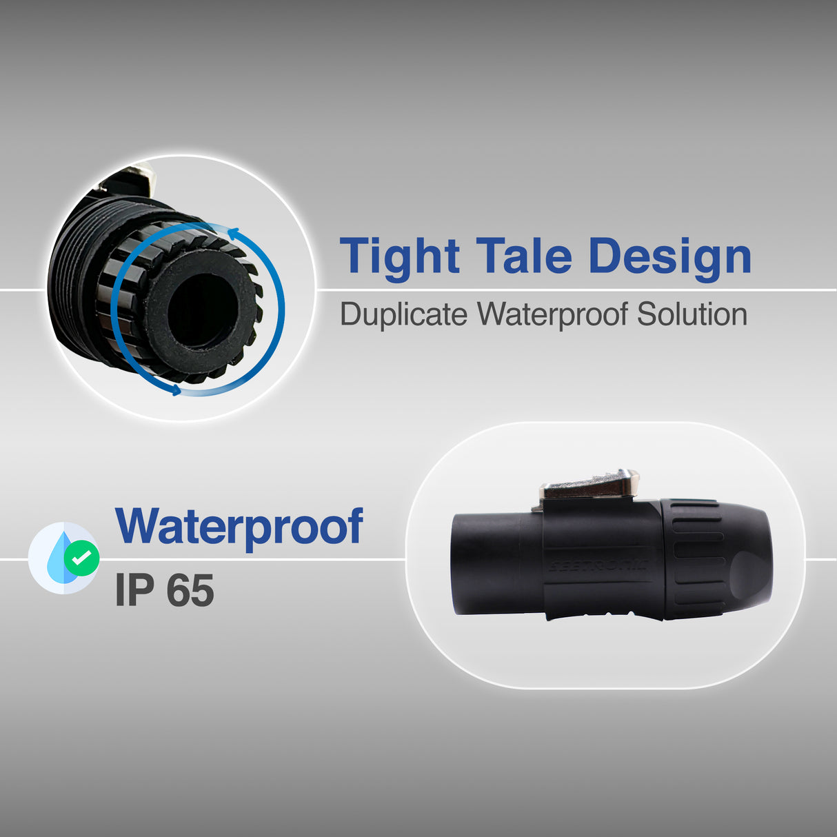 Seetronic SAC3MX Powercon Twist TR1 Locking Waterproof IP65/IP67 Male TR1 Connector Power Connector 20A/300V fo Stage Light and LED Wall