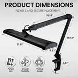 AZARPIXEL 3,900 Lumens Powerful Ultra Bright Professional LED Desk Lamp (Cool White Light, Dimming, Black)