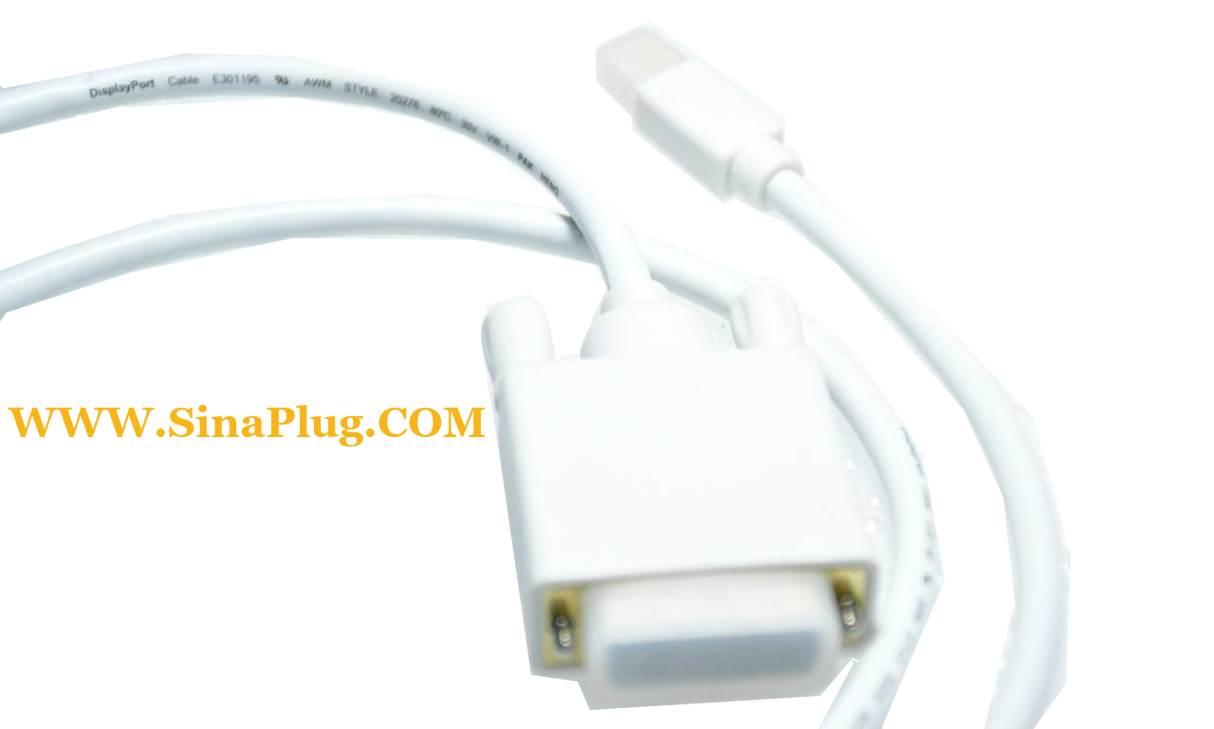 Computer Video Cable:  White, Mini DisplayPort to DVI-D Single Link Male