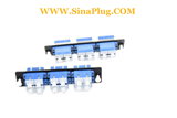 Leviton LGX 6-pack plate with SC Duplex adapters blue zirconia ceramic sleeve 12 fibers white