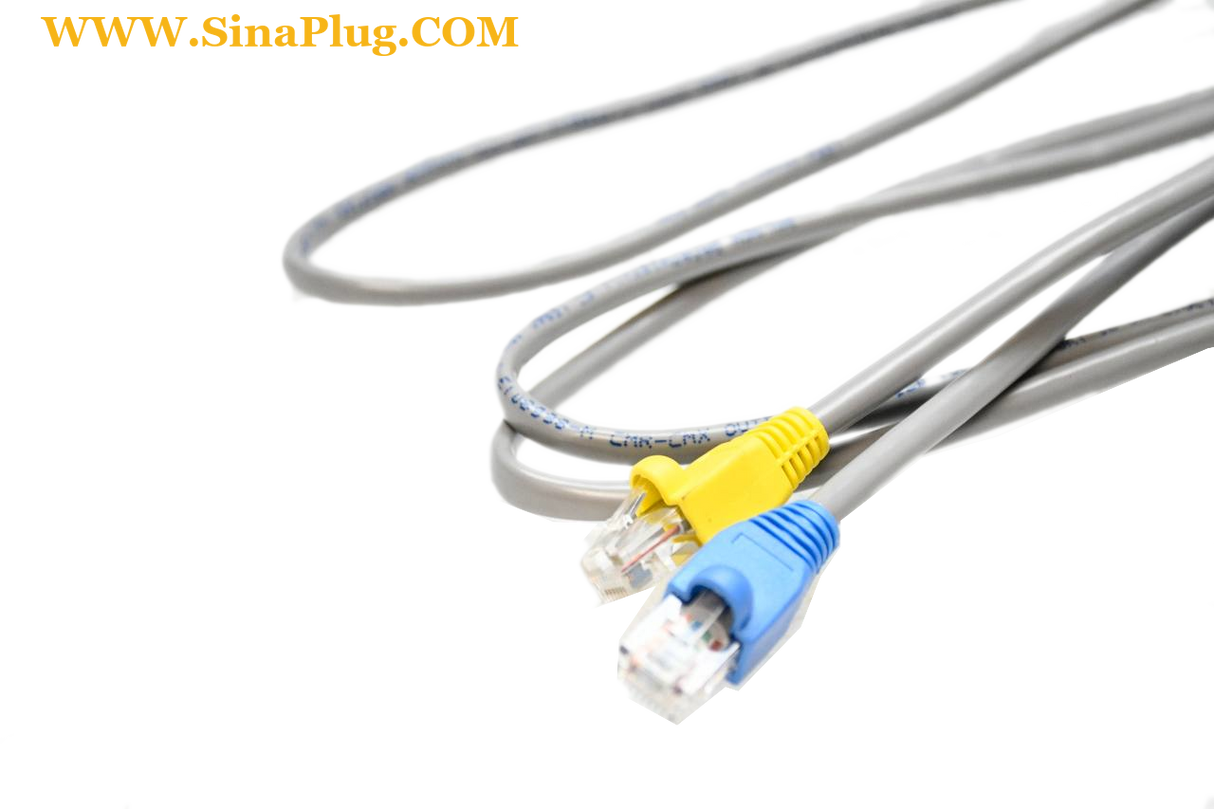 82 inch CUSTOM CABLE 5E ETHERNET PATCH CABLE WITH A BLUE, AND YELLOW JACK CONNECTORS
