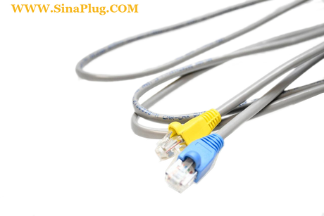 82 inch CUSTOM CABLE 5E ETHERNET PATCH CABLE WITH A BLUE, AND YELLOW JACK CONNECTORS