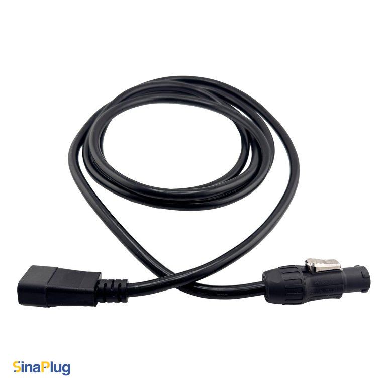 3-Pin Power Cable (14AWG): IEC C14 Male to Seetronic SAC3FX Connector - 10 Feet